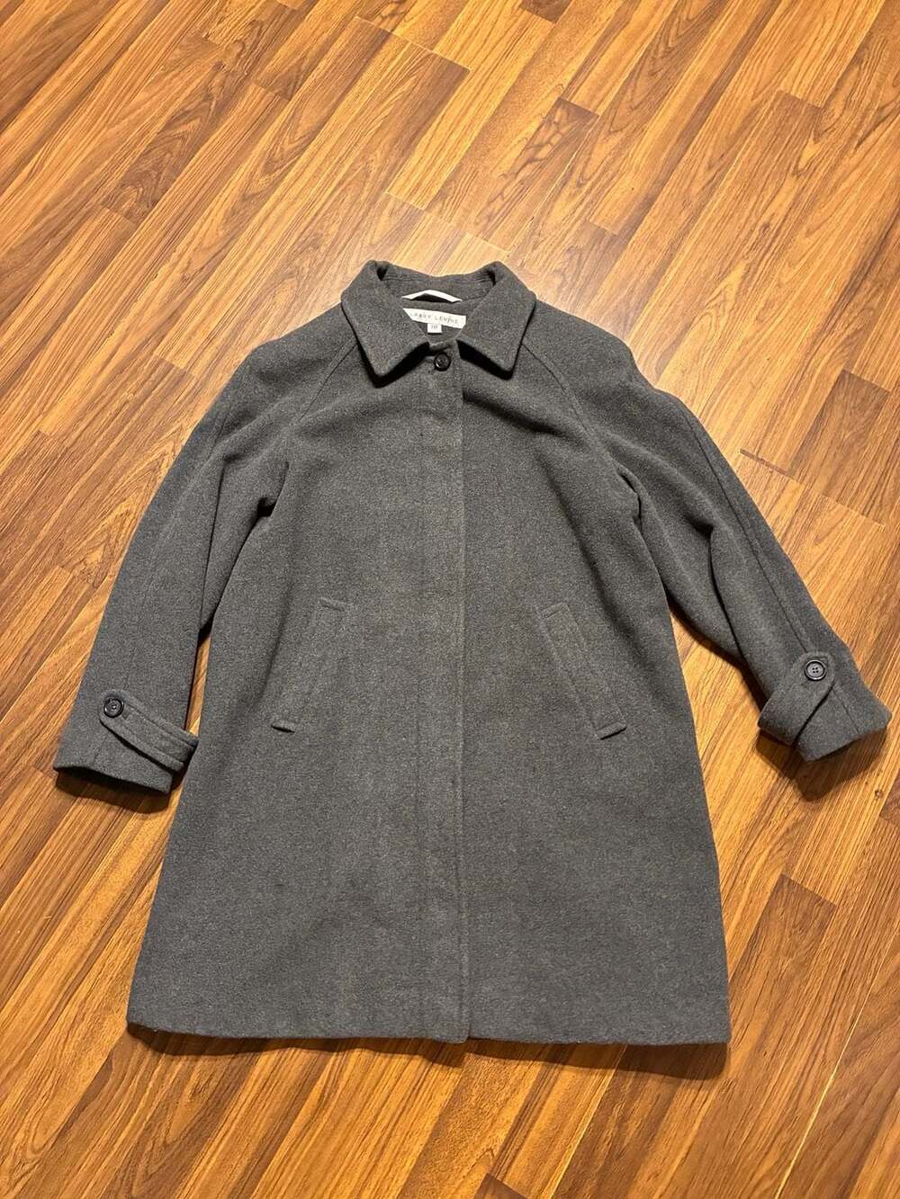 Larry Levine Women's Gray Wool-Blend Button Front Car Coat Size PM